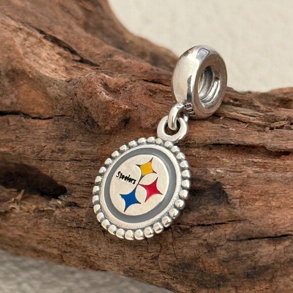 Pandora Pittsburgh steelers S925 Silver Dangle Charm - Picture 1 of 4